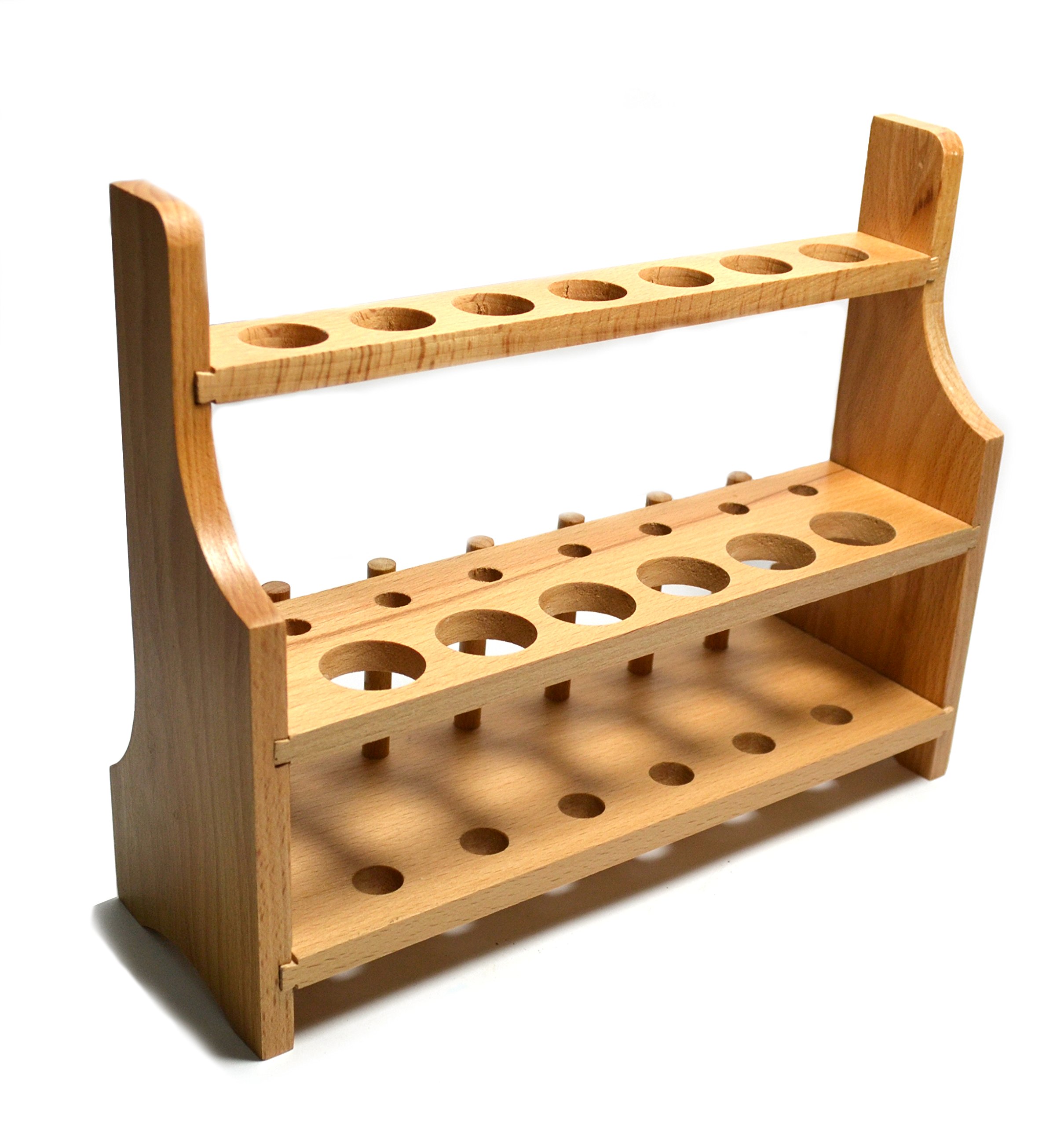 パイプ棚 1360x300x300 Laboratory Wood Test Tube Rack, 13 Hole, 6 Pin - 2 Shelves, Hole